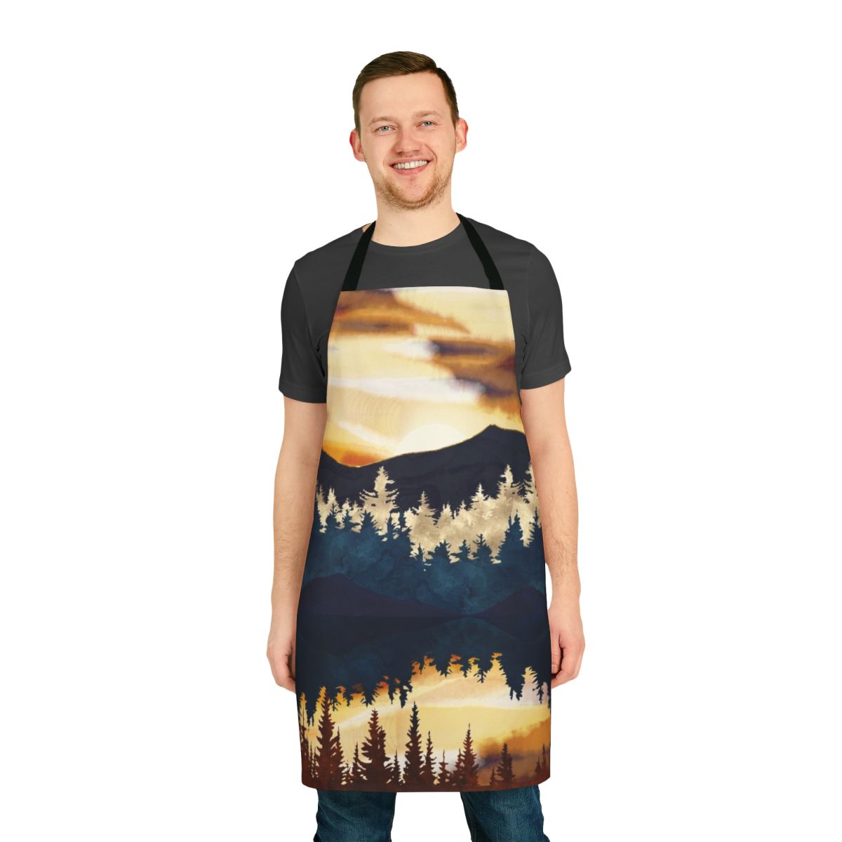 Fall sunset landscape design on a high-quality apron