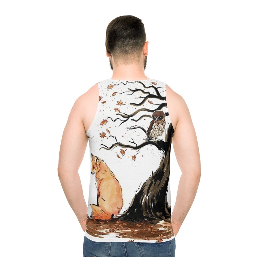Unisex tank top with autumn nature watercolor design