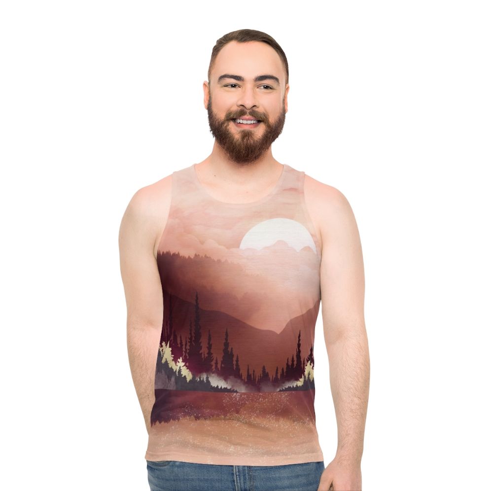 Autumn Reflection Unisex Tank Top with Nature Landscape Design