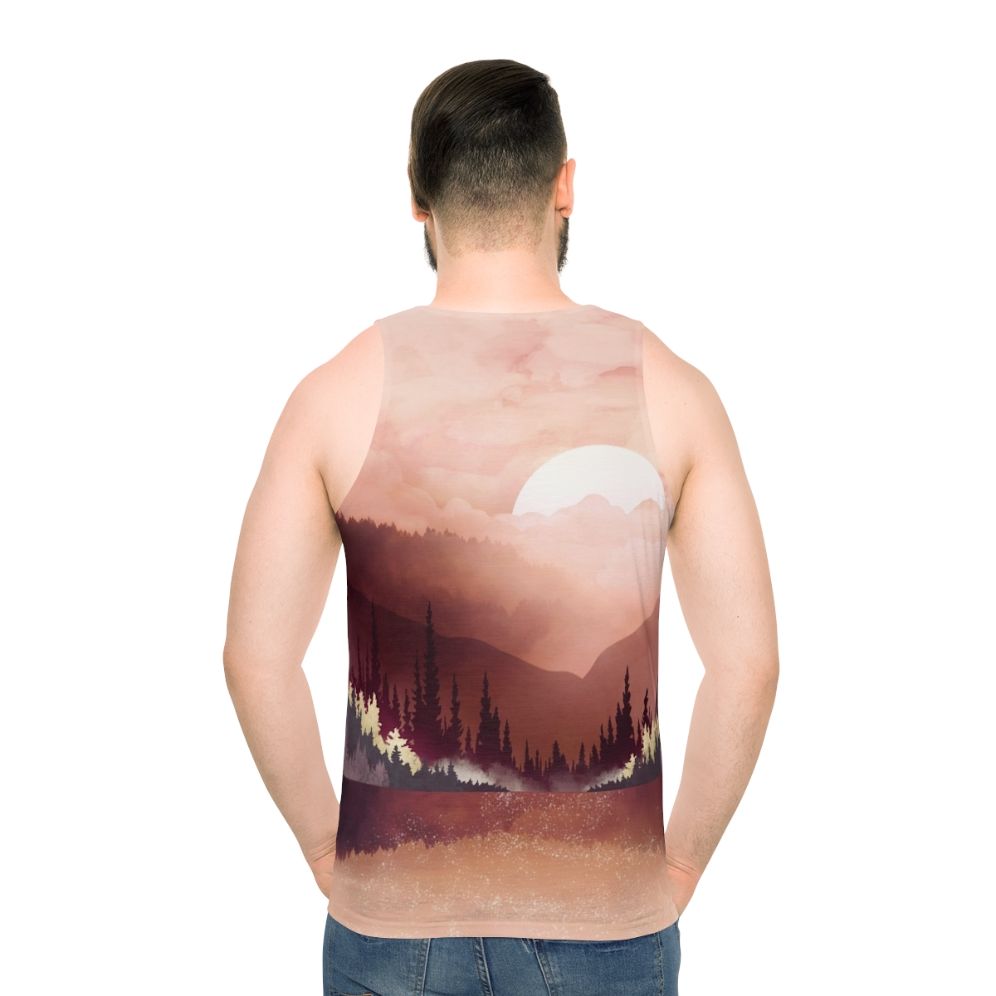Autumn Reflection Unisex Tank Top with Nature Landscape Design