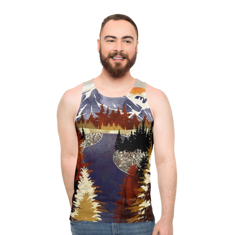 Autumn River Nature Landscape Unisex Tank Top