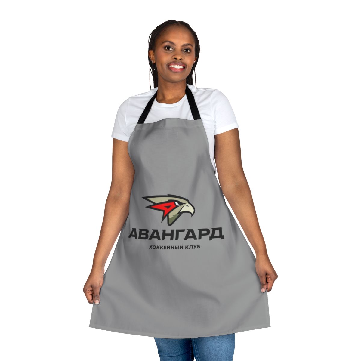 Avangard Omsk hockey inspired apron with Russian sports team logo