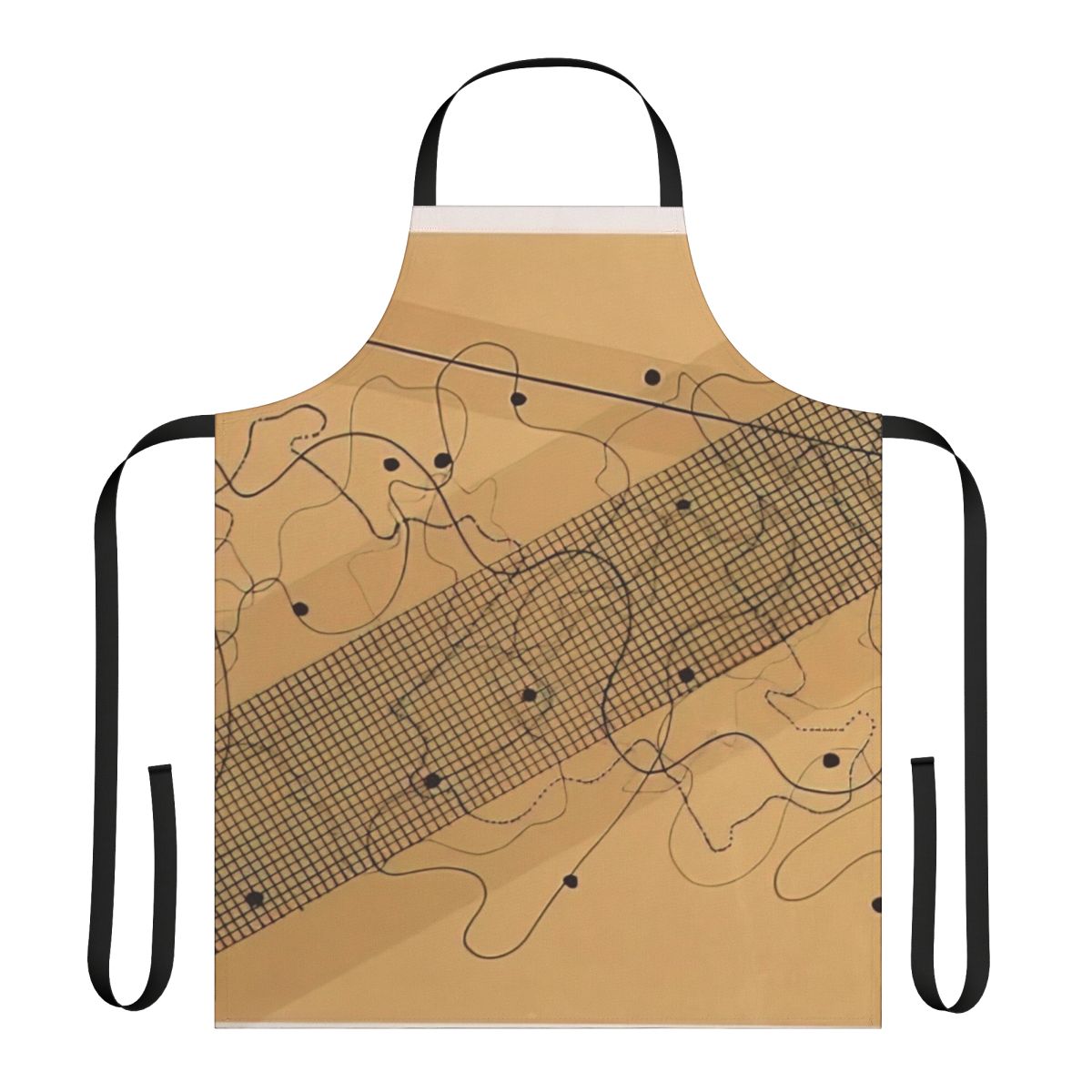 Avant garde apron featuring a design inspired by the experimental music and compositions of John Cage