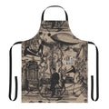 Avant-garde music inspired apron with collage, surreal, and abstract elements