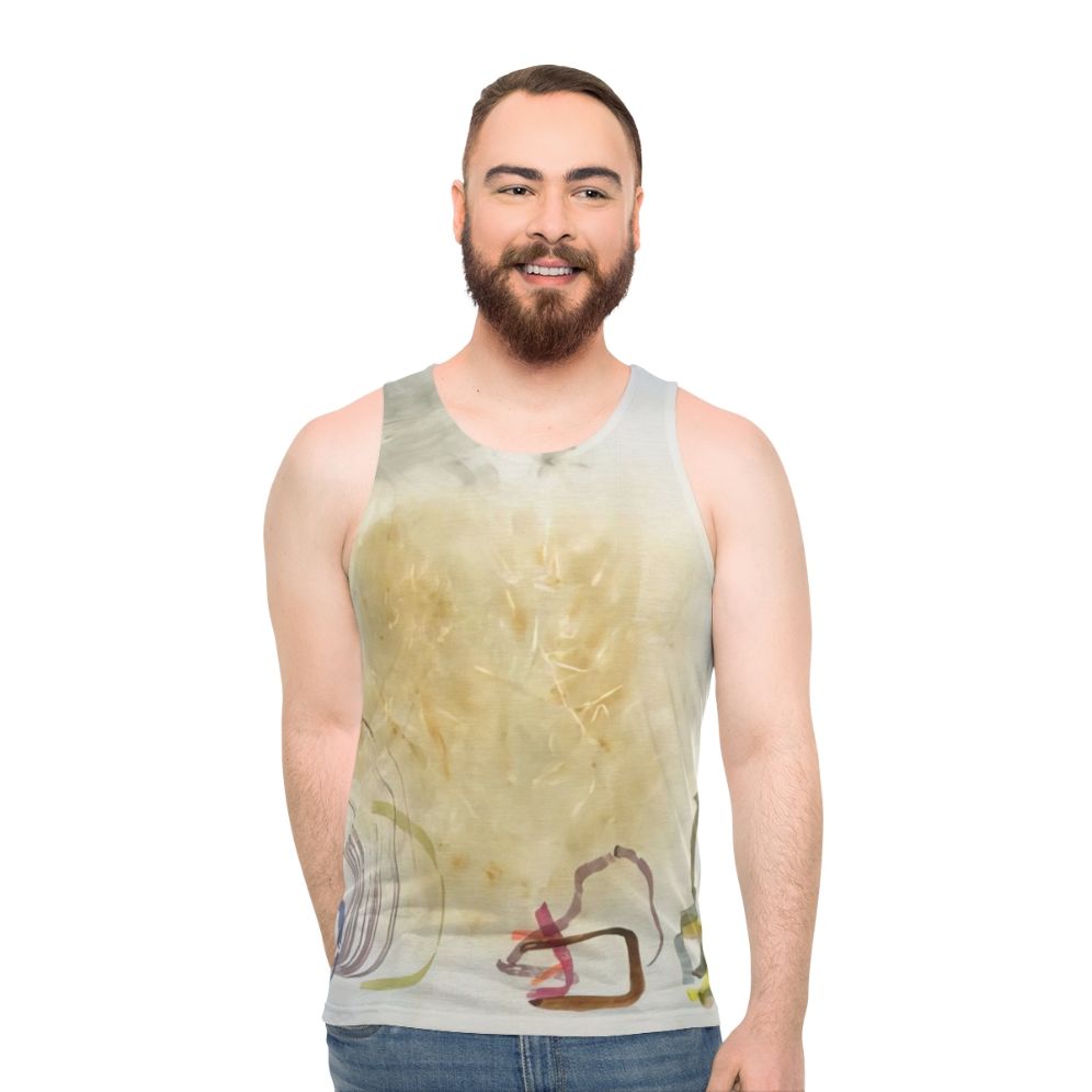 Avant garde music unisex tank top featuring John Cage's "River Rocks And Smoke"