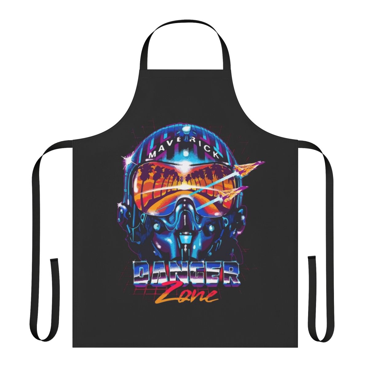 Danger Zone Apron with fighter jet, pilot, and military aviation design