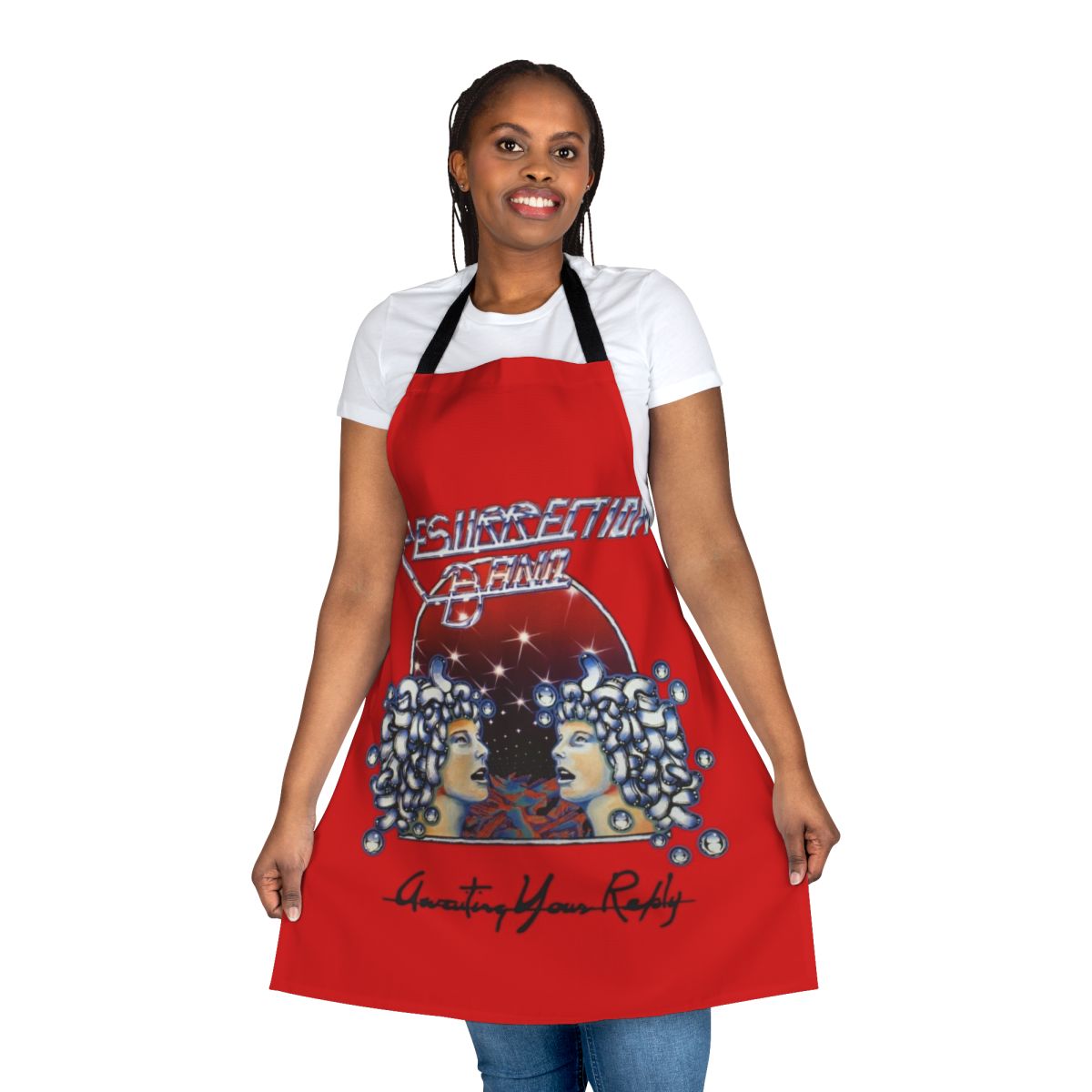 Awaiting Your Reply Christian Band Apron featuring the Resurrection Band logo