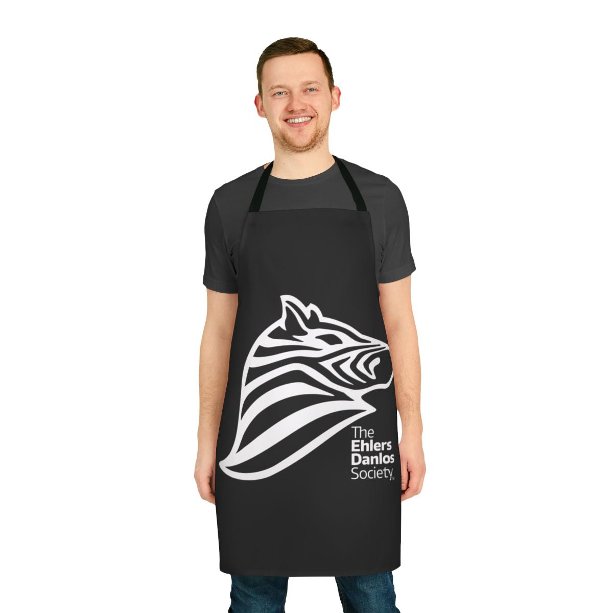 Ehlers Danlos Awareness Apron with text raising awareness for hypermobility and chronic illness