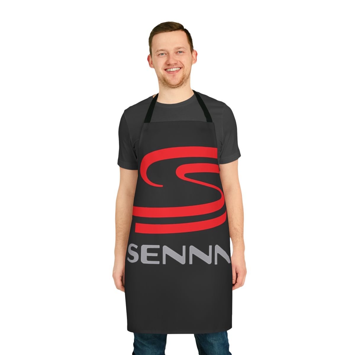 Stylish apron featuring the iconic Ayrton Senna logo, perfect for Formula 1 enthusiasts