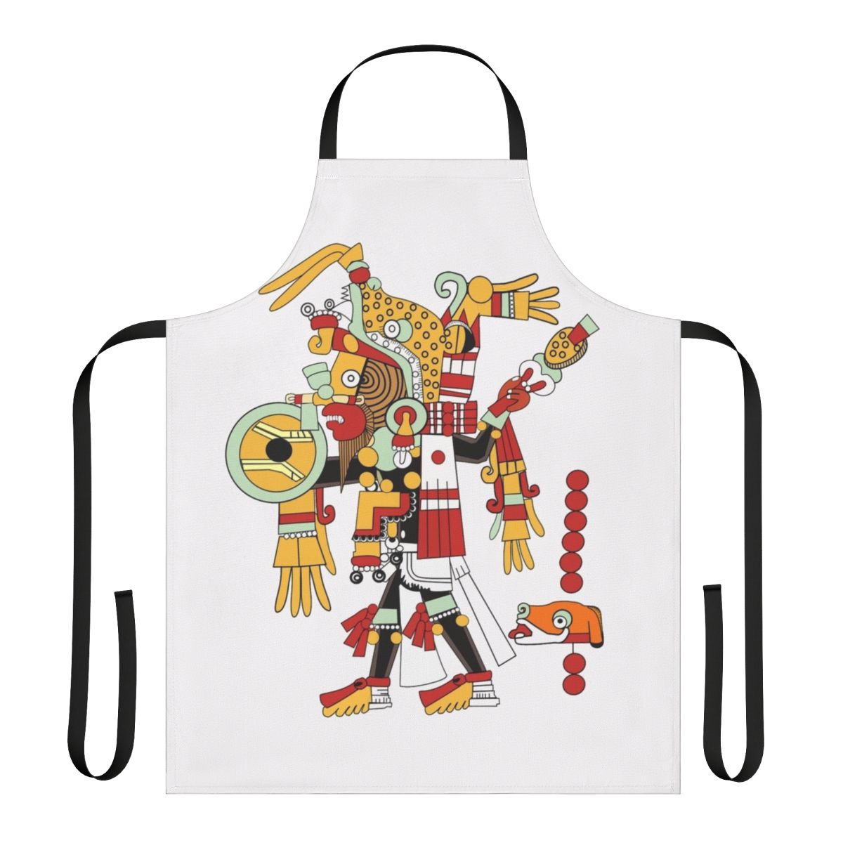 Aztec-inspired apron featuring the jaguar deity Tezcatlipoca of Mesoamerican mythology