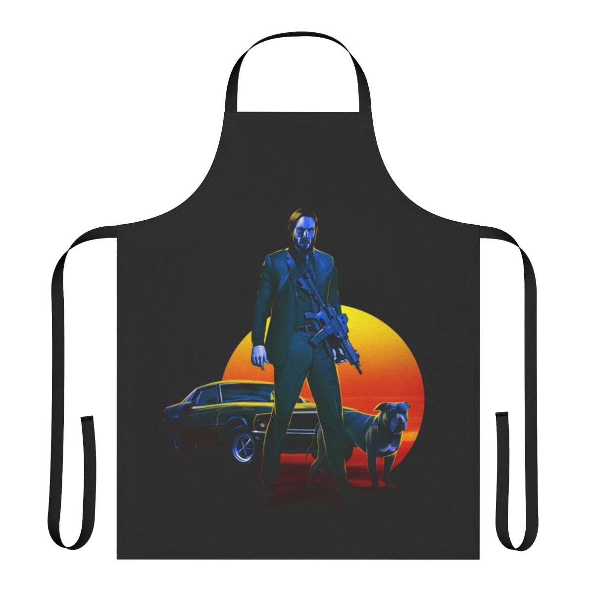 Baba Yaga inspired cooking apron with a John Wick theme