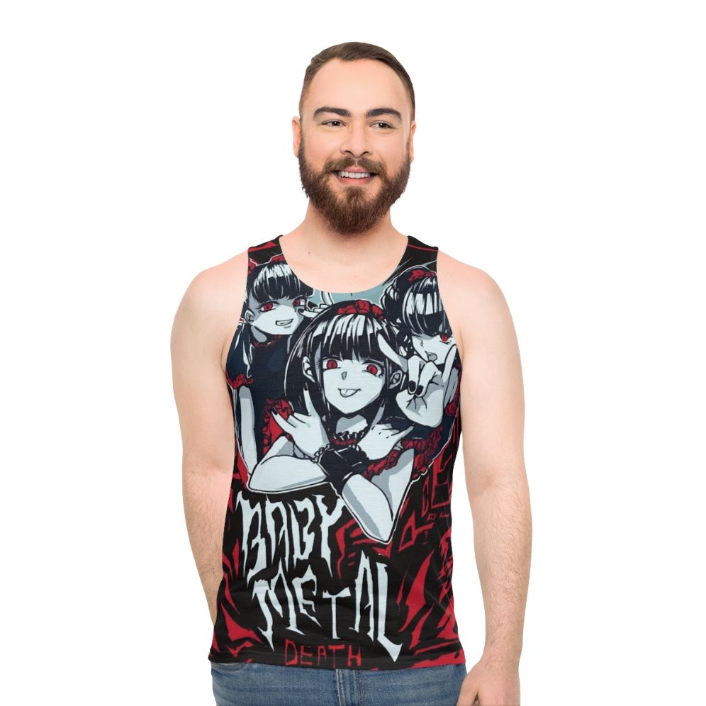 Babymetal inspired unisex tank top featuring kawaii anime and heavy metal graphic