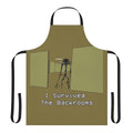 A yellow apron with a creepy, liminal backrooms design - the perfect gift for backrooms fans and horror enthusiasts.