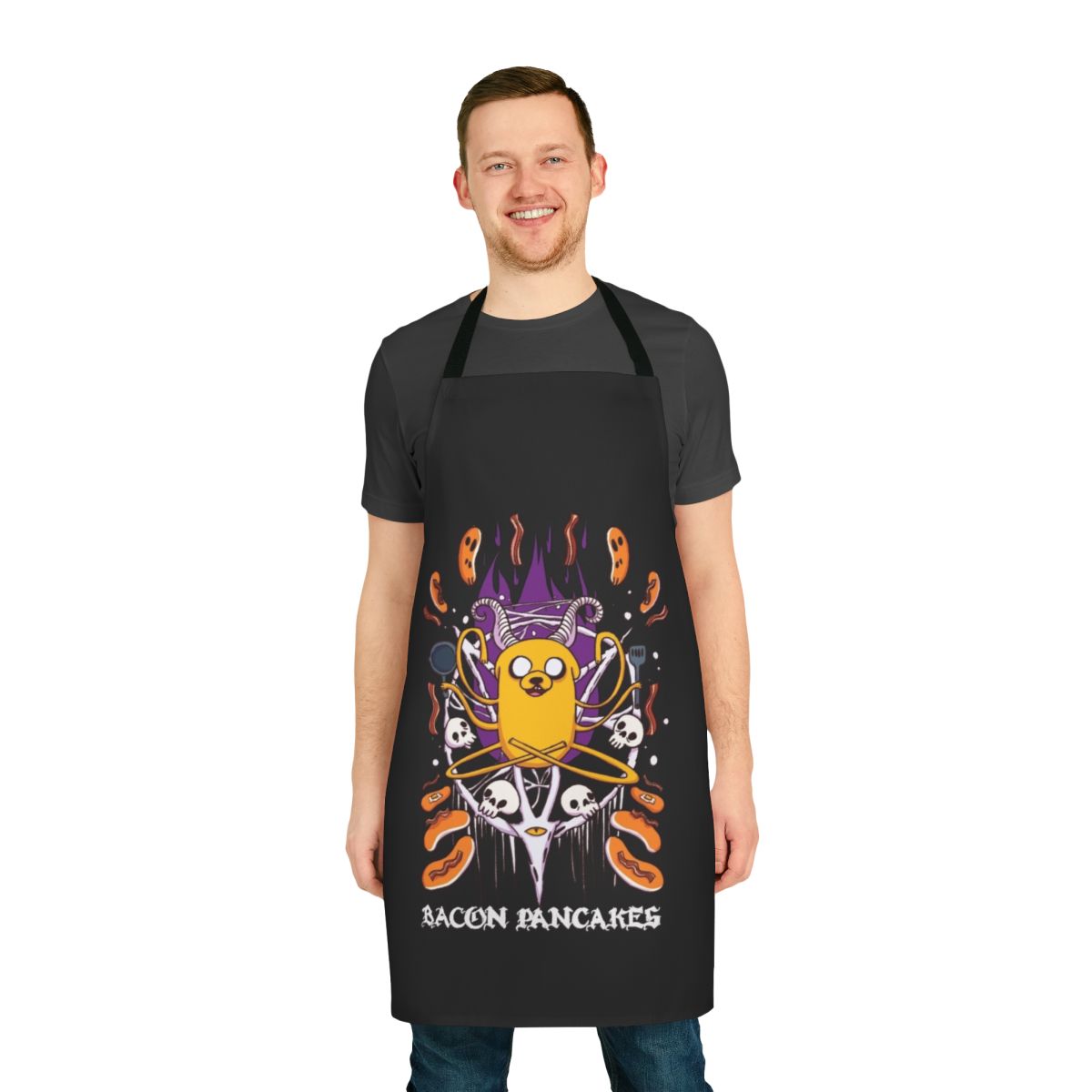 Bacon Pancakes Inspired Apron with Adventure Time Cartoon Graphics