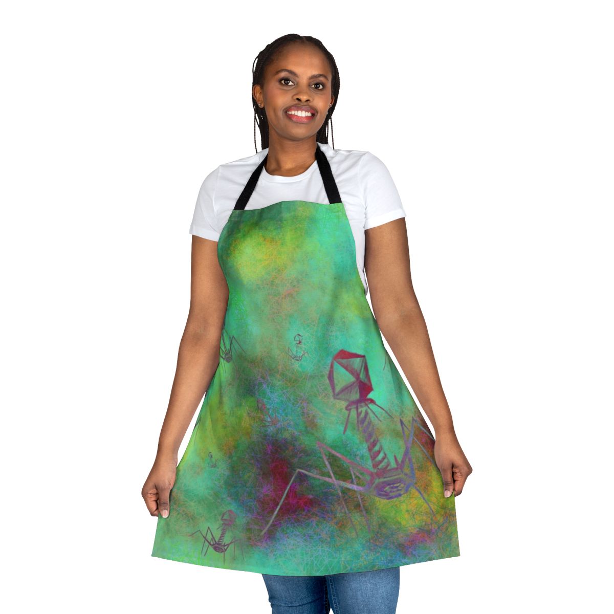 Bacteriophage themed apron featuring a T4 phage design