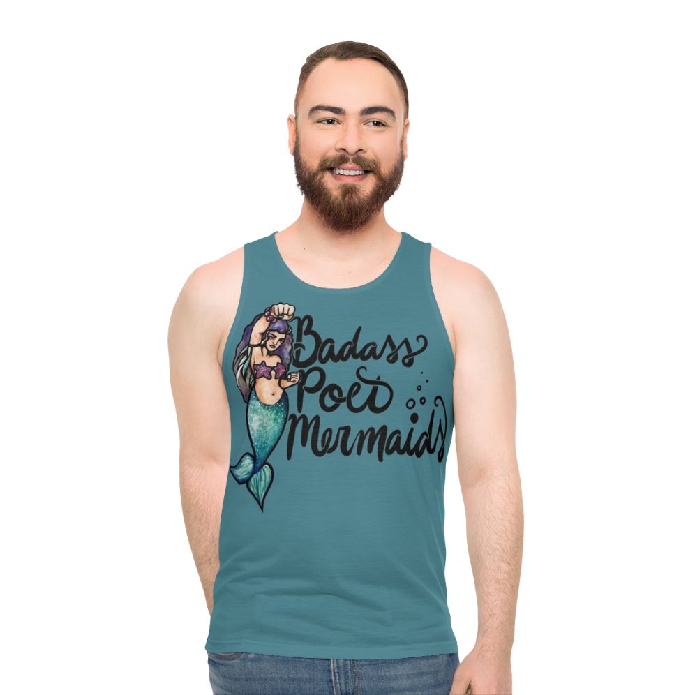 Badass poet mermaids unisex tank top