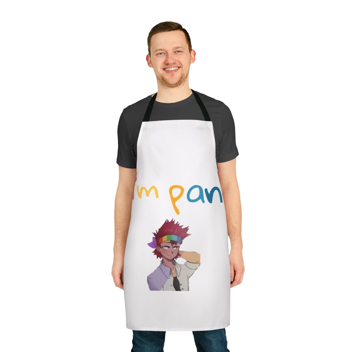 Person wearing a black and white baking apron