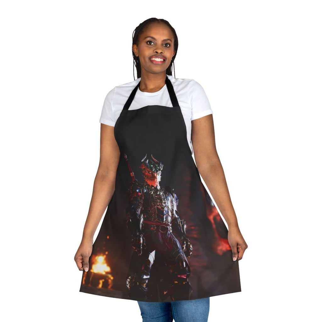 Baldurs Gate inspired fantasy apron featuring a high elf vampire character.