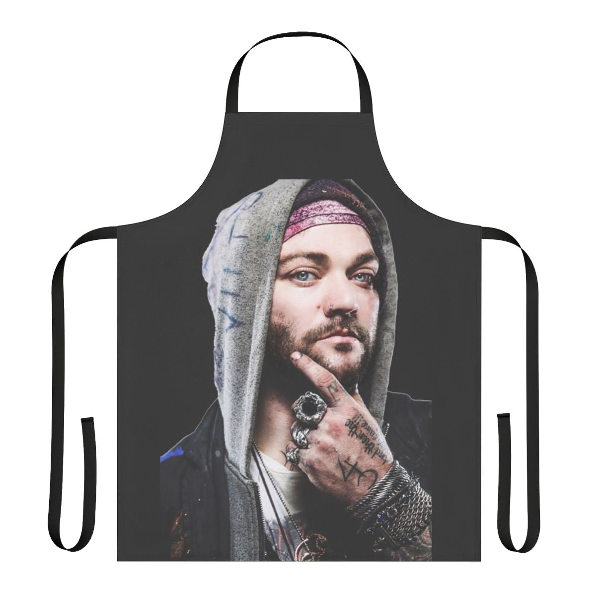 Bam Margera-inspired skater apron with humorous design
