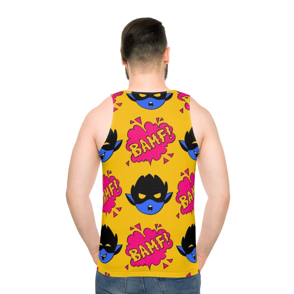 Unisex tank top featuring the Bamfs pattern inspired by the X-Men character Kurt Wagner