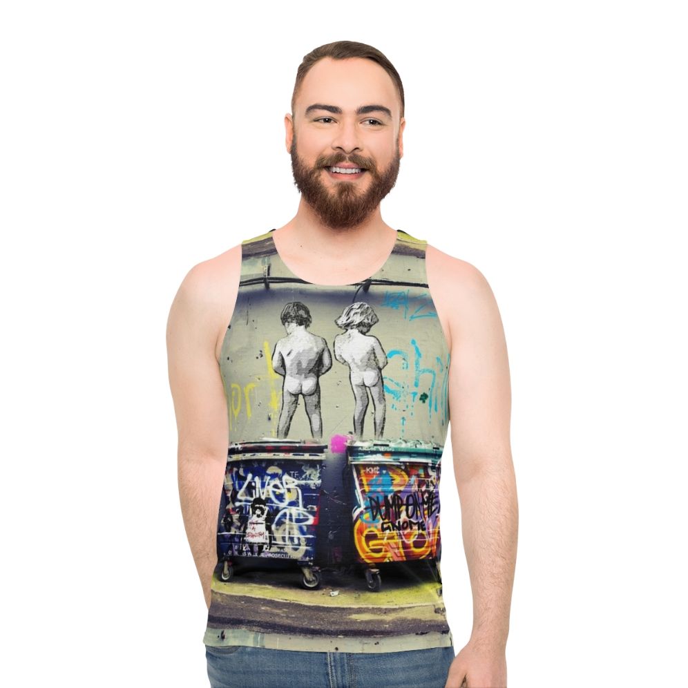 Banksy inspired "Chill The Duck Out" unisex tank top