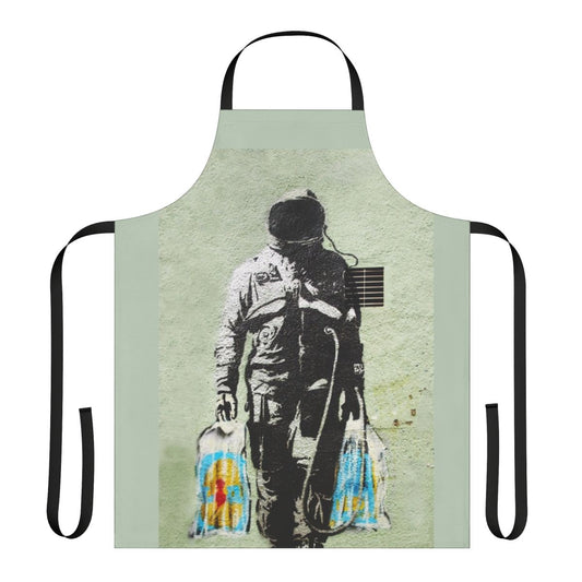 Astronaut carrying shopping bags, inspired by the work of street artist Banksy