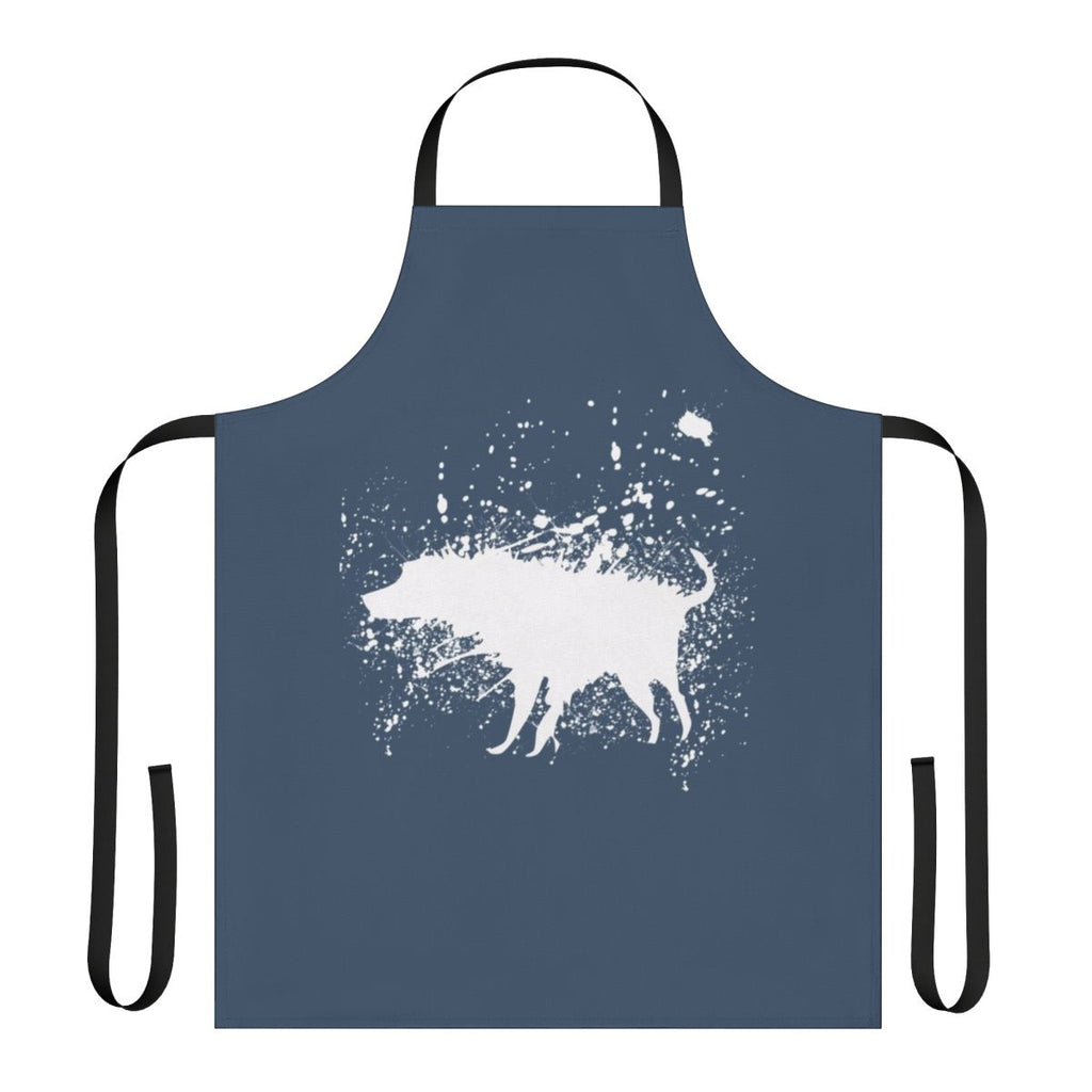 Banksy-inspired graffiti dog apron with stencil design