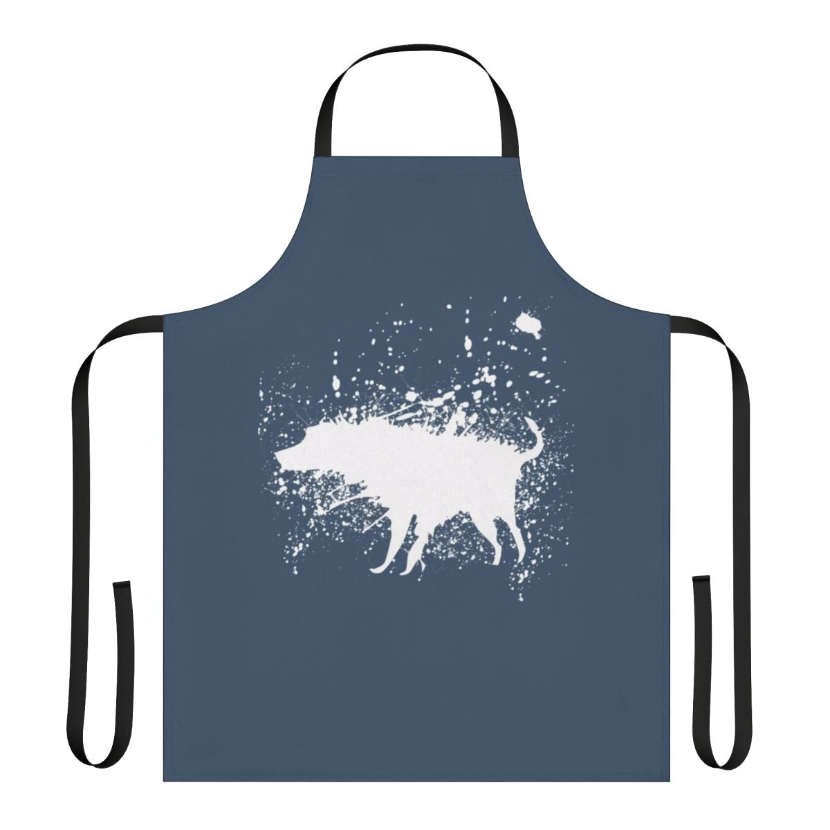 Banksy-inspired graffiti dog apron with stencil design