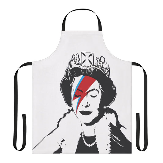Banksy-inspired apron featuring the iconic "God Save the Queen" design