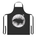 Banksy-inspired apron featuring a splash dog and moon design, a provocative and censored street art style.