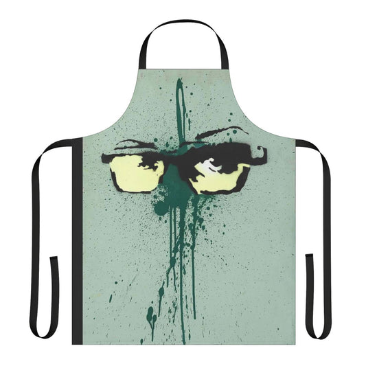 Banksy-inspired apron featuring stencil-like street art design
