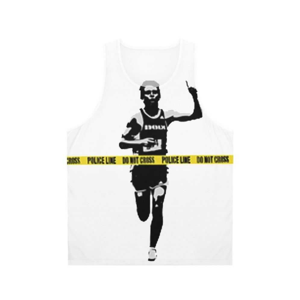 Banksy Marathon Runner Police Line Unisex Tank Top