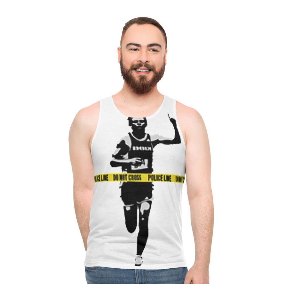 Banksy Marathon Runner Police Line Unisex Tank Top