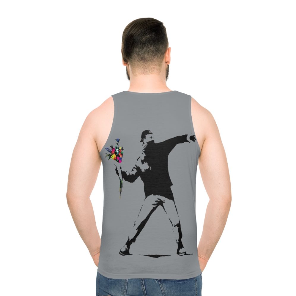 Banksy inspired protest flowers unisex tank top