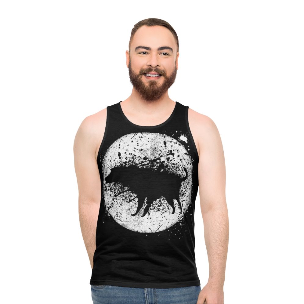 Banksy Splash Dog and Moon Unisex Tank Top