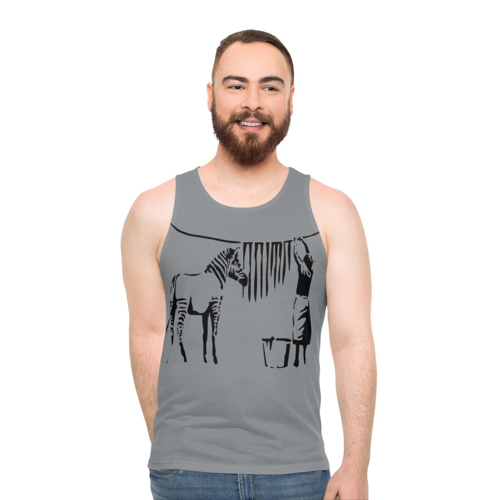 Banksy Zebra Print Unisex Tank Top