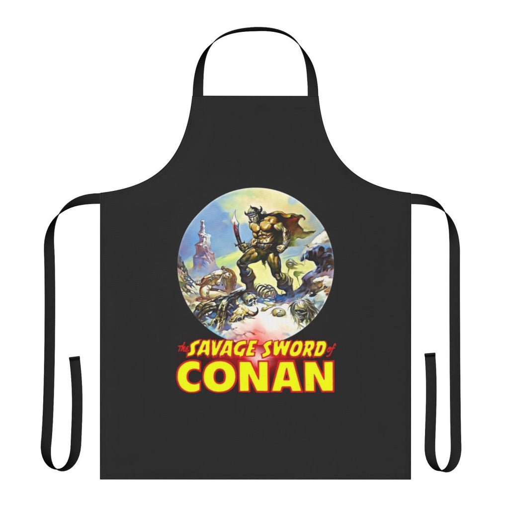 Conan the Barbarian-inspired apron featuring fantasy art and sword and sorcery design