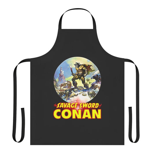 Conan the Barbarian-inspired apron featuring fantasy art and sword and sorcery design