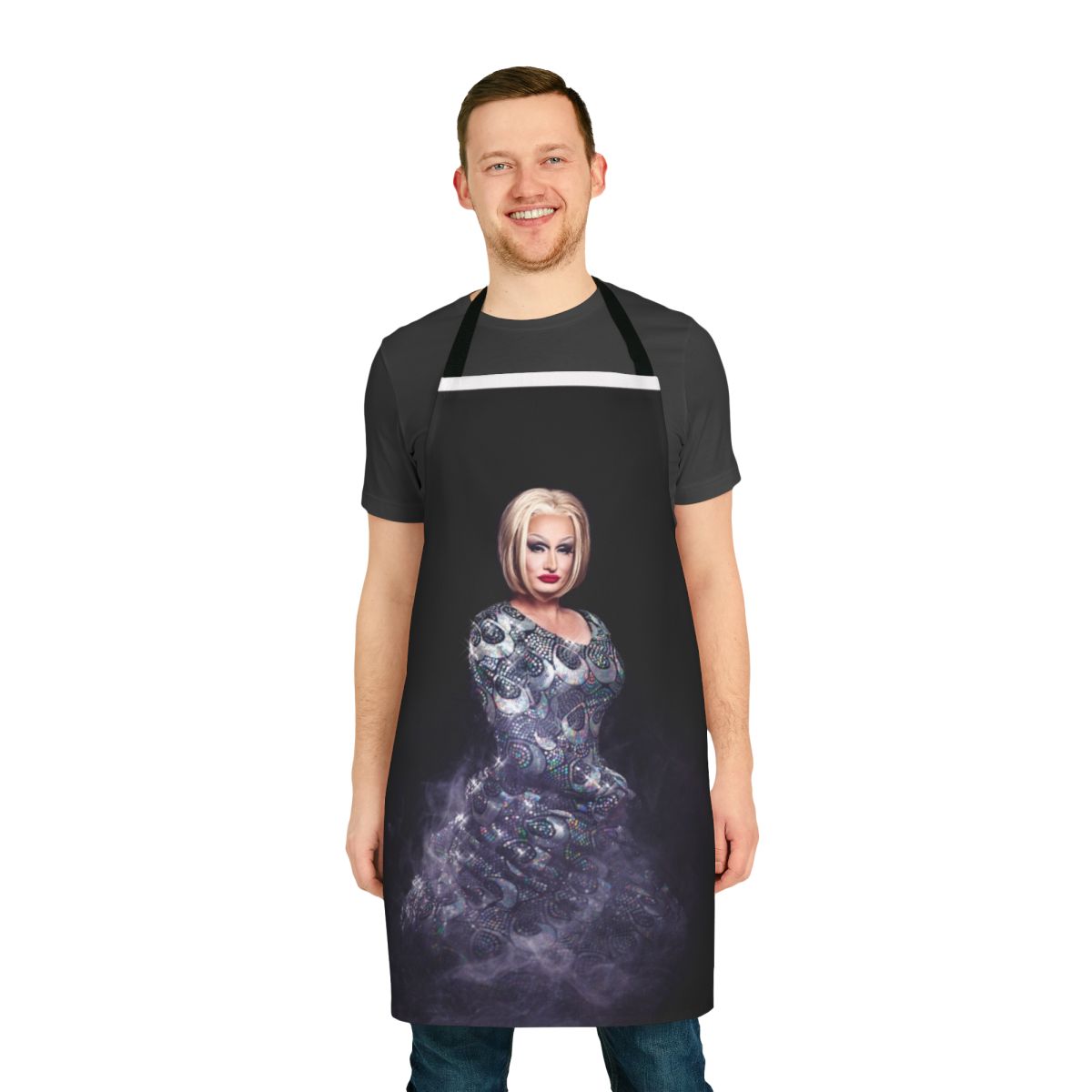 Colorful, Barbie-inspired drag queen style barbecue apron