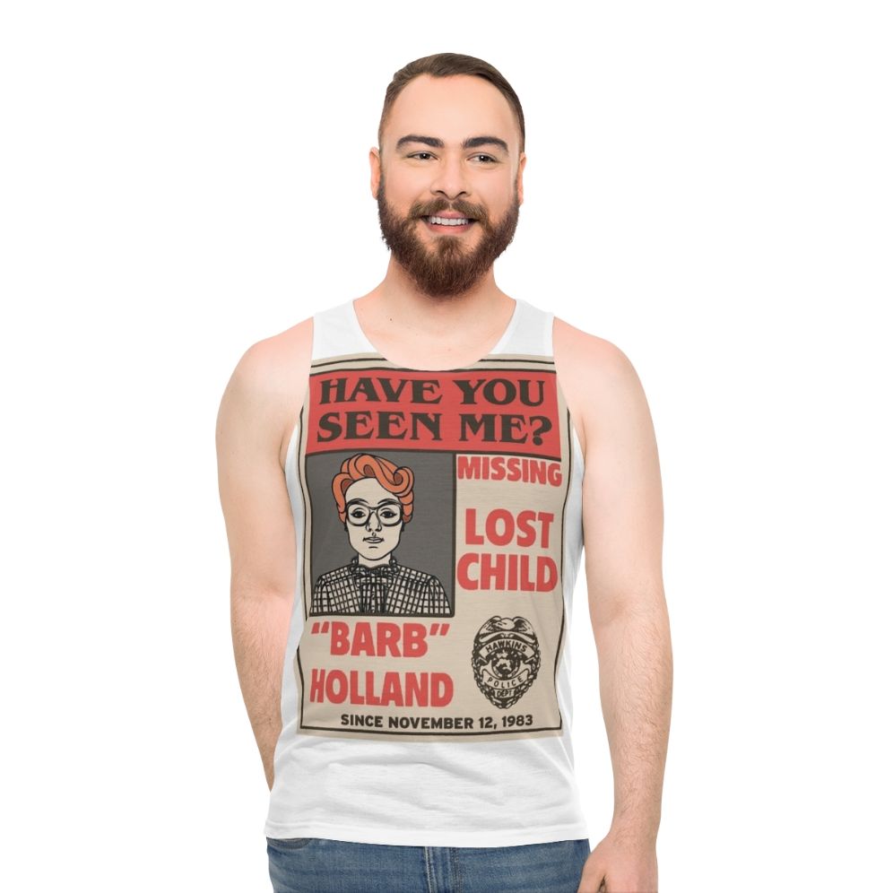 Barb's missing poster unisex tank top from Stranger Things