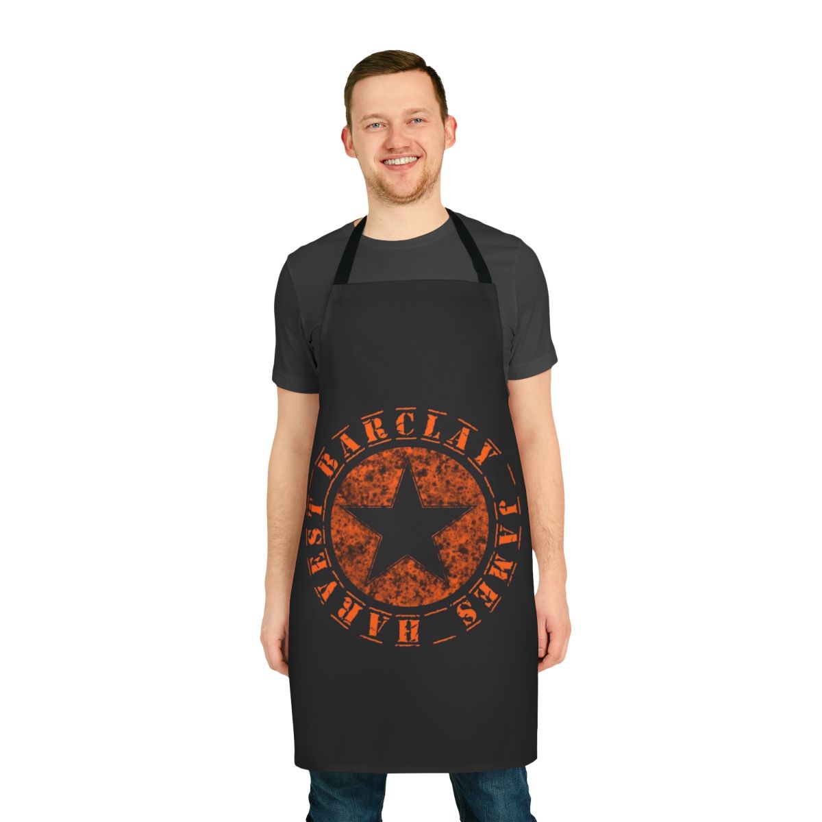 Barclay James Harvest-inspired apron with a red design for music fans