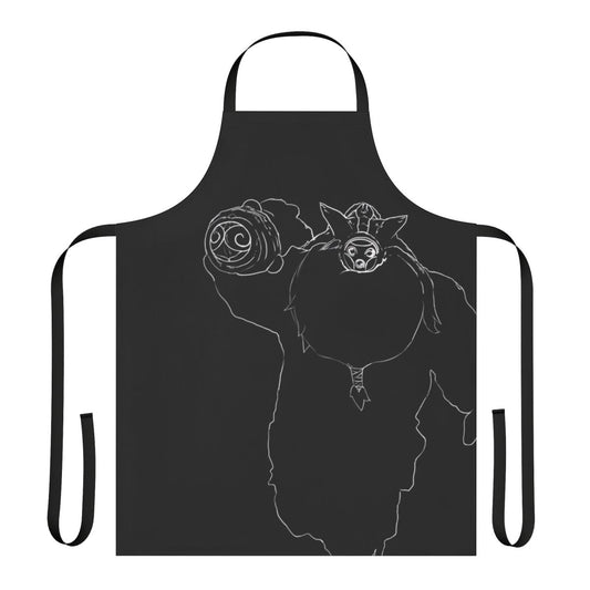 Apron featuring the silhouette of Bard, the League of Legends support champion, with his iconic chime and meep