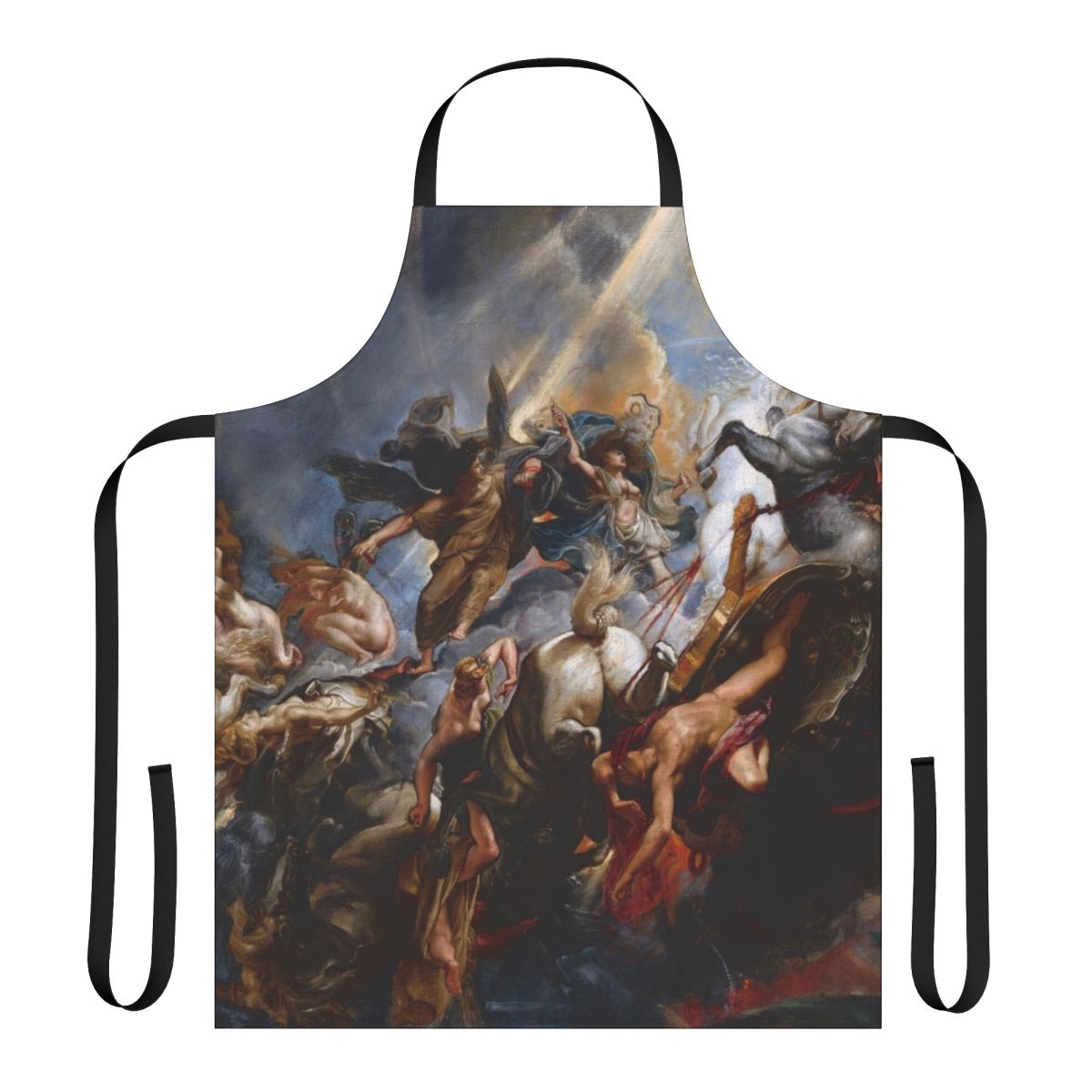 Apron featuring a baroque-style painting of the mythological figure Phaeton by the artist Peter Paul Rubens.