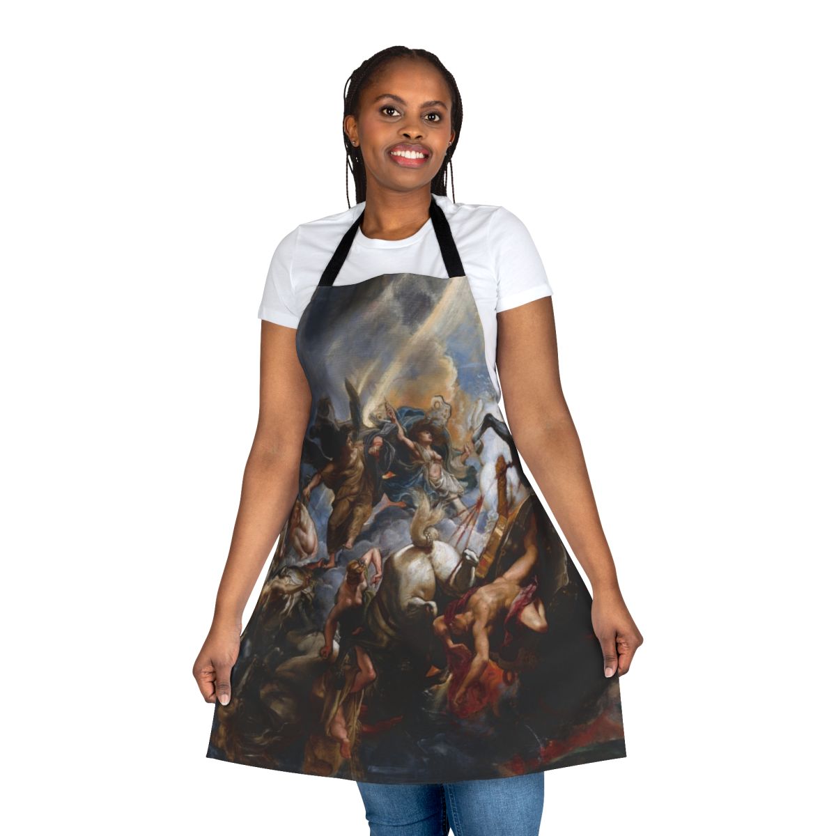 Apron featuring a baroque-style painting of the mythological figure Phaeton by the artist Peter Paul Rubens.