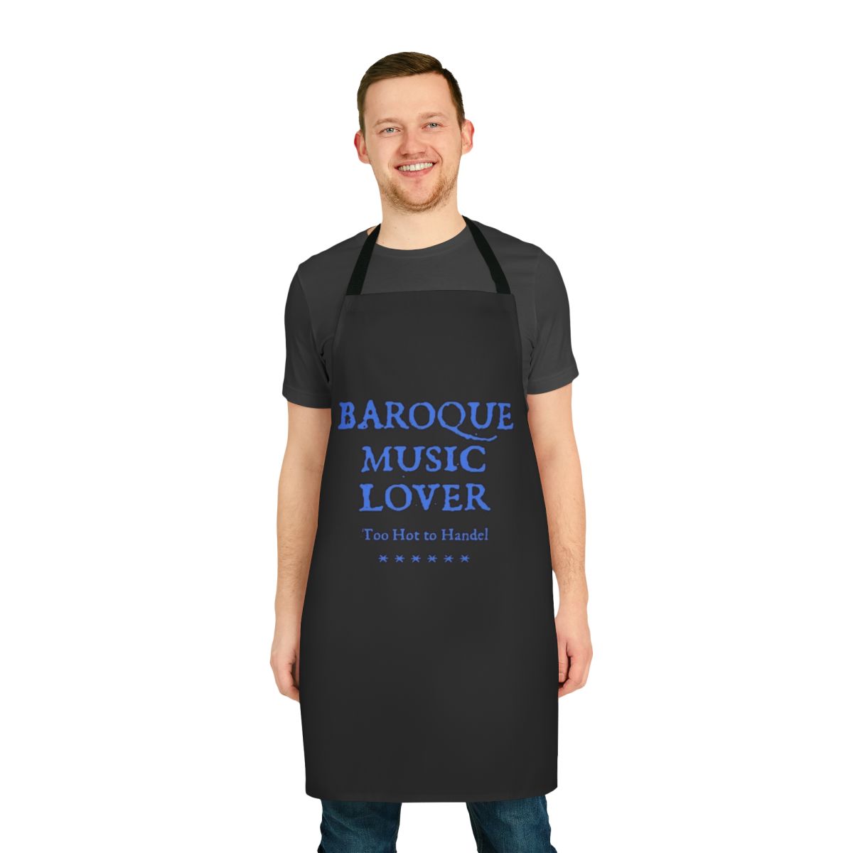 Classical baroque music lover wearing a funny apron with a humorous design