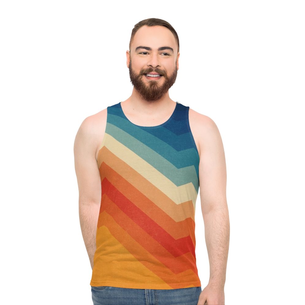 Unisex Barricade tank top with bright geometric abstract pattern