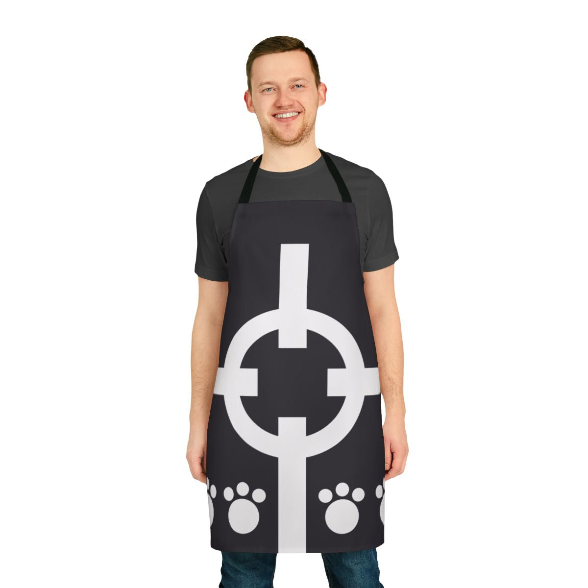 Bartholomew Kuma-inspired anime apron with a dark paw design
