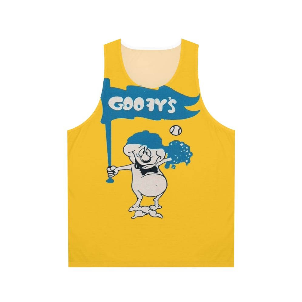 Baseball inspired 1980s punk music tank top