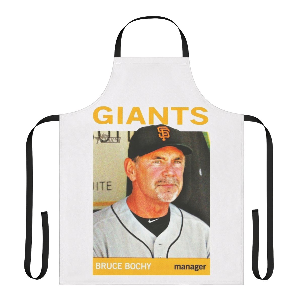 Bruce Bochy Tribute Apron featuring the San Francisco Giants logo and colors