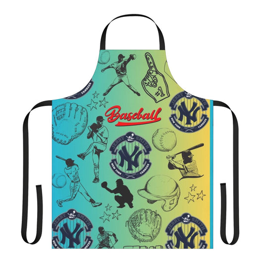 Baseball themed apron featuring the New York Yankees logo and colors
